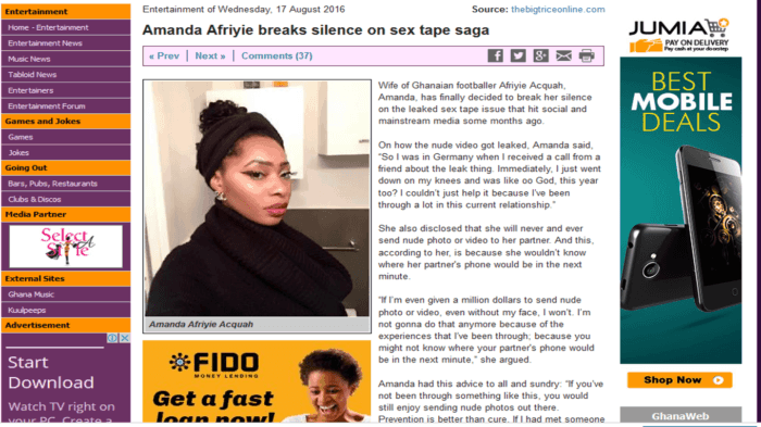 Amanda Afriyie breaks silence